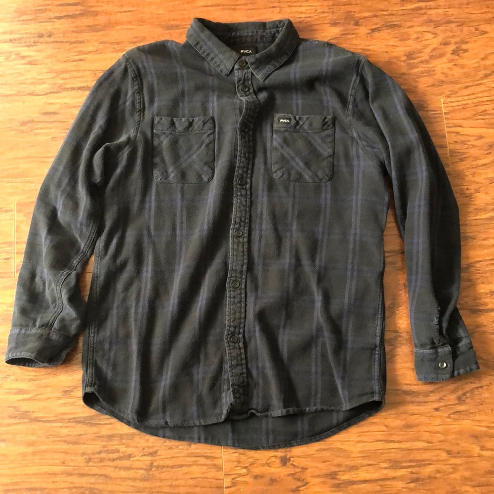 RVCA Slim Fit Shirt XL flannel blue black